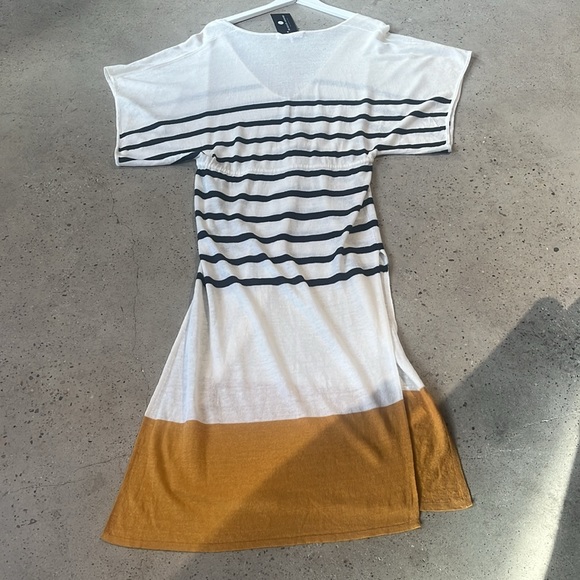 Frame White Multi Striped Knit Drawstring Maxi Dress - Picture 2 of 12